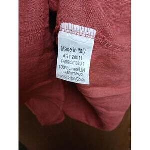 Lungo L'arno XL Sleeveless Mini Dress 100% Linen Red Lagenlook Aplique Shift